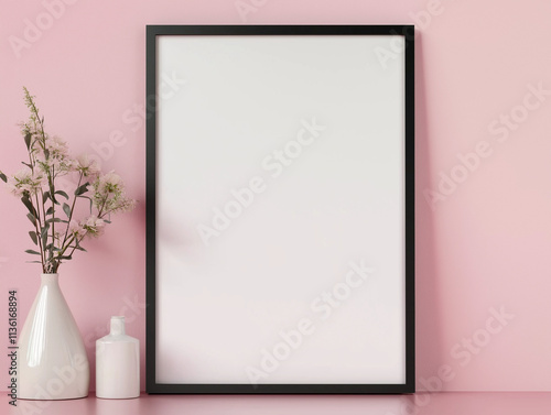 Frame mockup, ISO A paper size. Living room wall poster mockup. Interior mockup with house background. Modern interior design. 3D render
