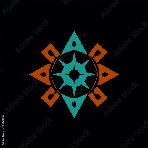 Abstract Compass: A captivating geometric design with a compass motif at its heart, radiating with energy and direction.  A bold statement for branding, identity, and design projects. photo