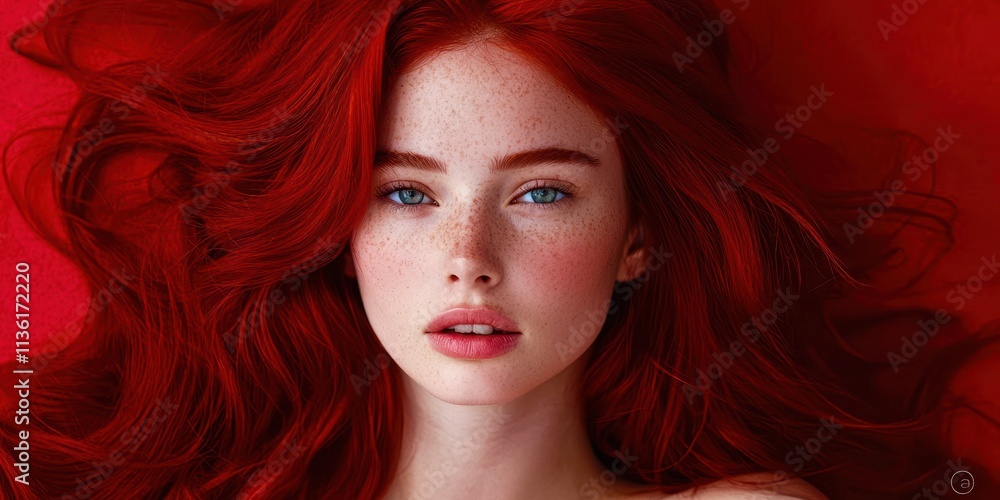 Woman with red hair and blue eyes Woman with red hair and blue eyes