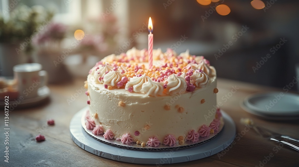 The candles on birthday cake, perfect for birthday or celebration greeting cards, food blogs, bakery websites, and party invitations.