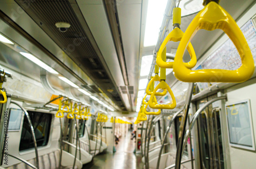 Photography inside the subway car in seoul,korea