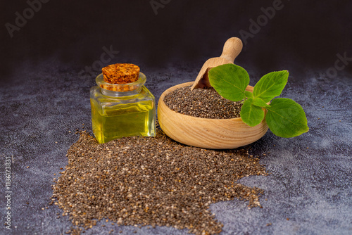 Obraz na płótnie Chia plant and chia seeds and oil are a flowering plant from the mint family native to central and southern Mexico. w salonie