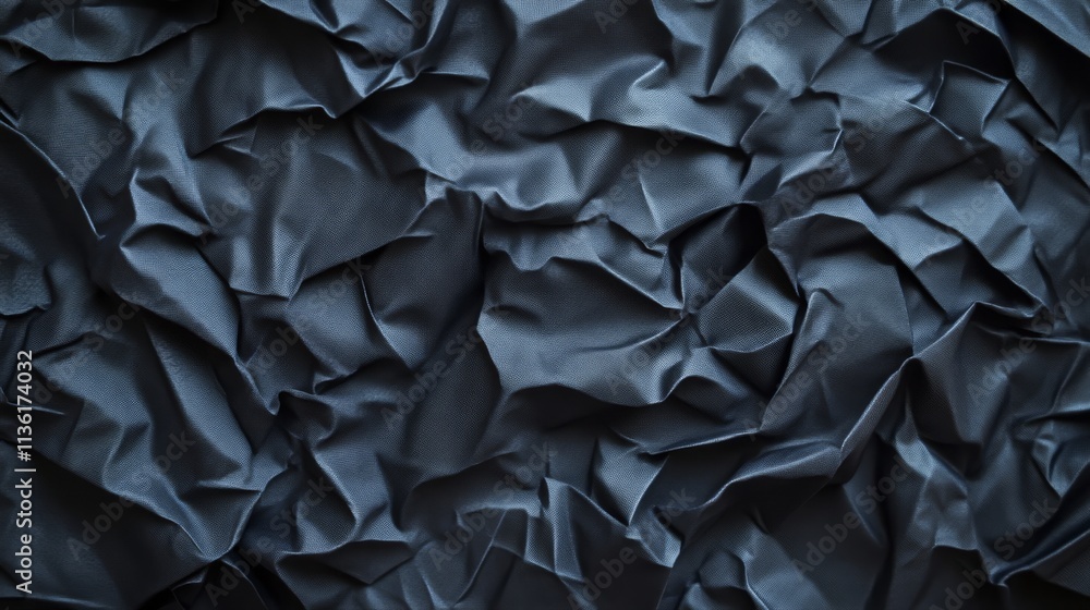 Crinkled dark fabric texture, abstract background Crinkled dark fabric texture, abstract background