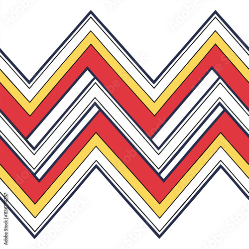 Zigzag lines in bold primary colors forming a chevron design