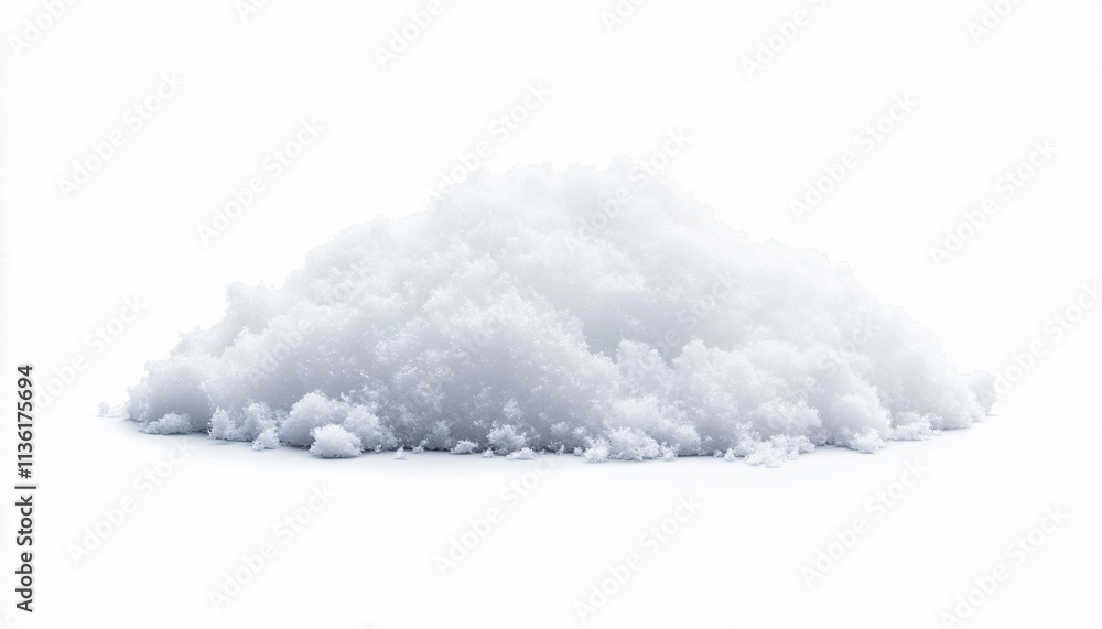 Pile of Fresh Fluffy Snow Isolated on White Background Winter Season Pile of Fresh Fluffy Snow Isolated on White Background Winter Season