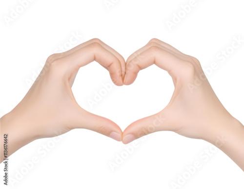 Two Hands Forming a Heart Shape on White Background: Perfect Visual for Romantic and Emotional Themes in Media photo