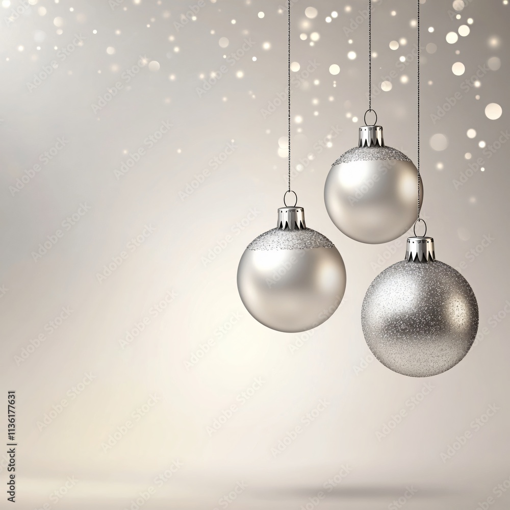 Elegant Silver Christmas Ornaments Hanging Background Elegant Silver Christmas Ornaments Hanging Background