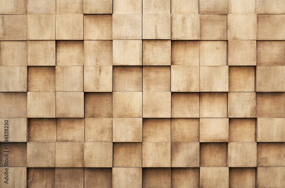 Abstract Beige Wooden Cube Wall Texture Background Abstract Beige Wooden Cube Wall Texture Background