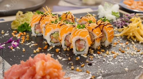 sushi roll with fresh sea food  photo