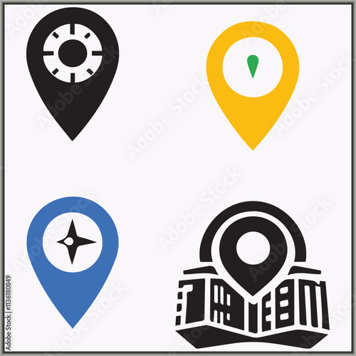 location locator icon bundle with color design 