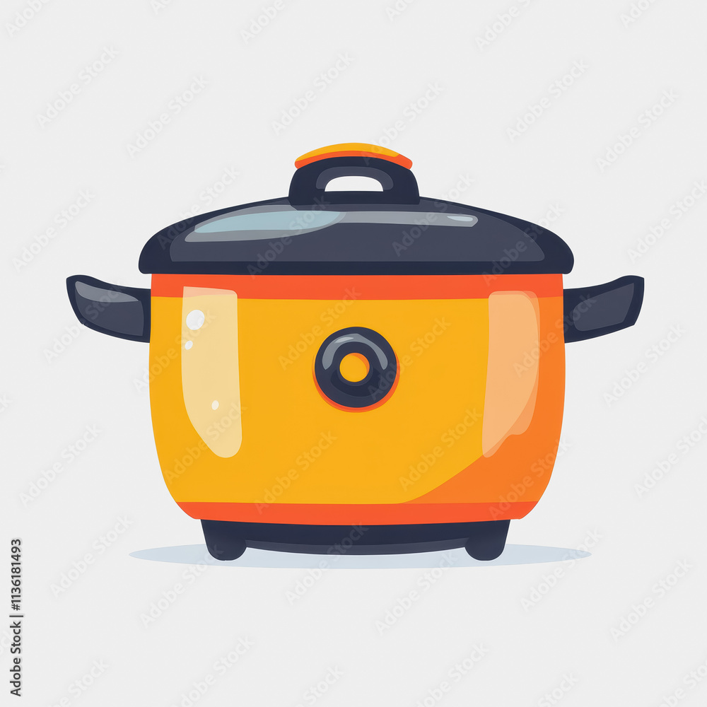 Flat icon of a slow cooker pot with lid perfect for modern kitchen cooking appliances food preparation home cooking and meal prep Flat icon of a slow cooker pot with lid perfect for modern kitchen cooking appliances food preparation home cooking and meal prep