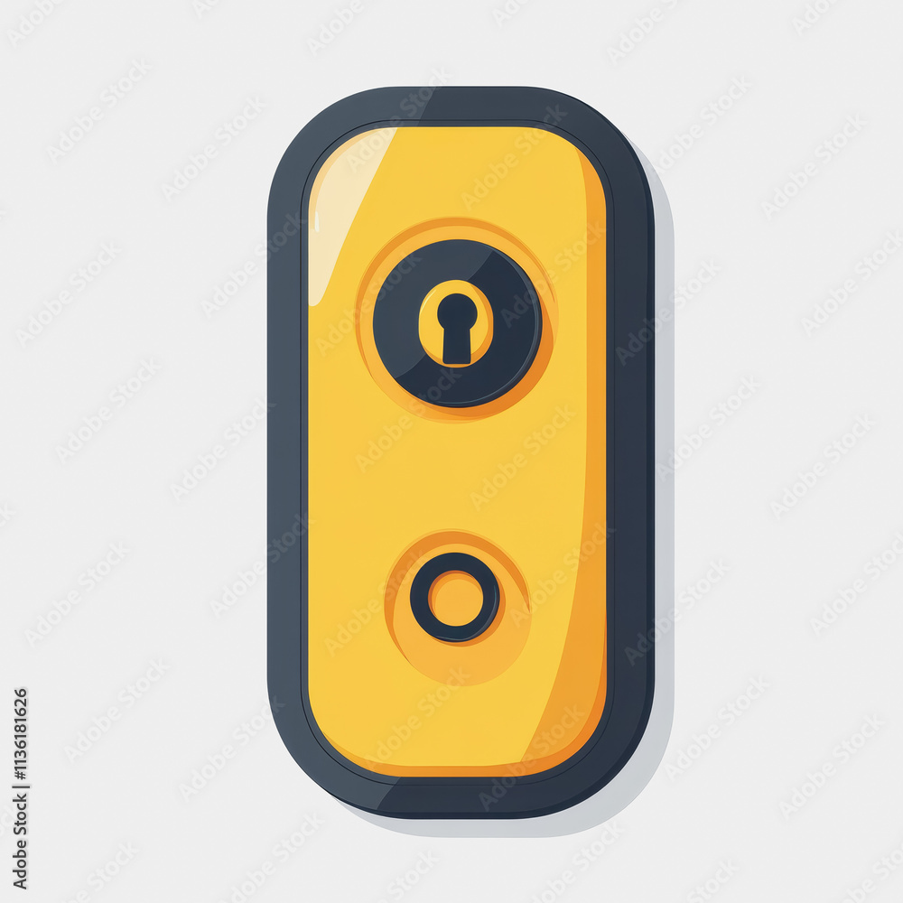 Smart lock flat icon design in yellow and black button style for security technology conceptual illustration and modern digital solutions Smart lock flat icon design in yellow and black button style for security technology conceptual illustration and modern digital solutions