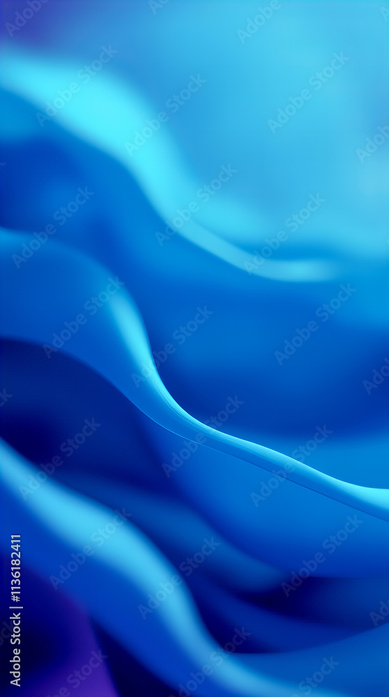 Obraz premium Close-up of Smooth Flowing Shapes in Blue Shades for a Calming Abstract Composition