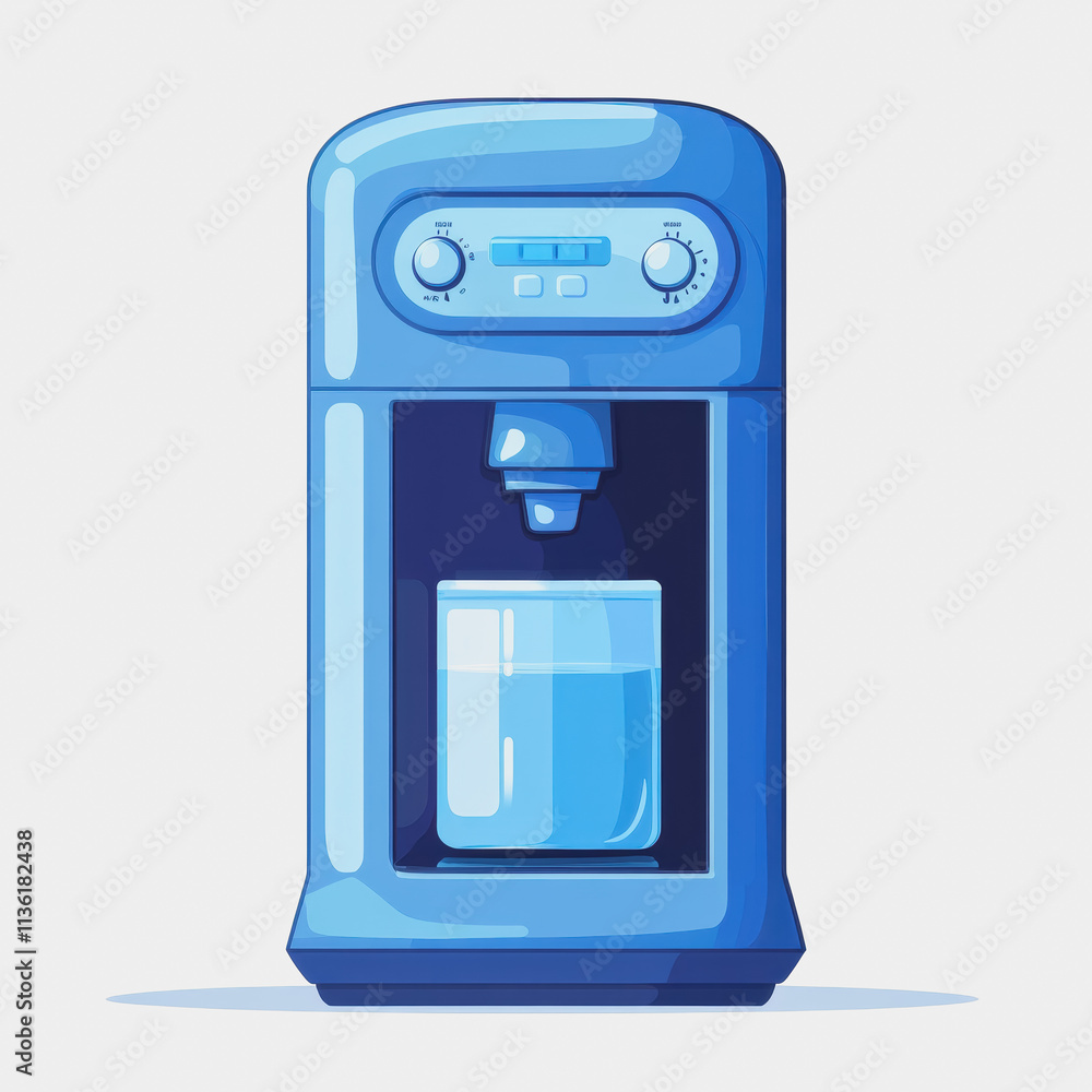 Elegant flat icon of a blue water dispenser machine with a glass showcasing modern design and functionality for offices and homes Elegant flat icon of a blue water dispenser machine with a glass showcasing modern design and functionality for offices and homes