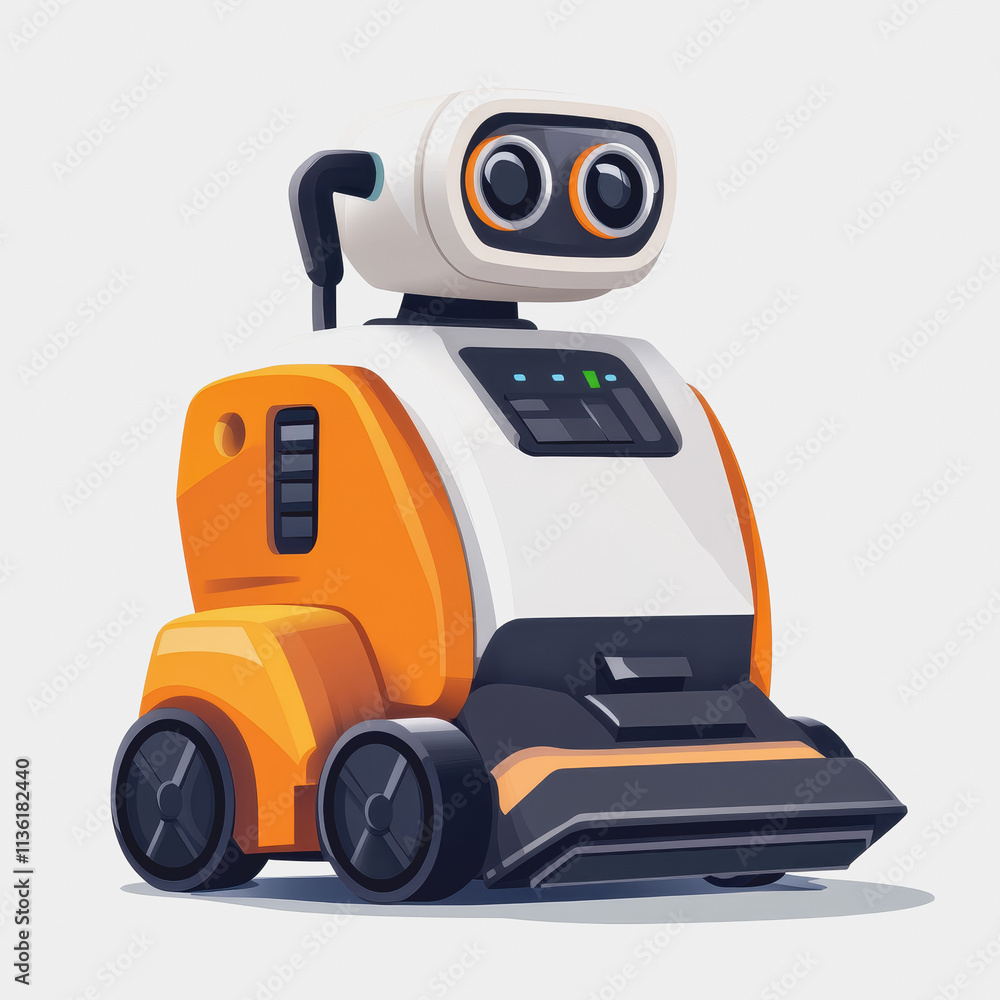 Fototapeta premium Flat Icon Window Cleaner Robot on White Surface Smart Home Technology Automation Cleaning Device Modern Design High Quality Vector Illustration