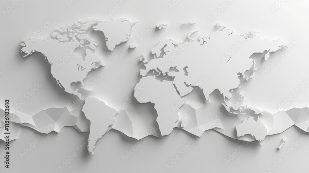 Minimalistic world map with borders on a clean white background for elegant design projects Minimalistic world map with borders on a clean white background for elegant design projects