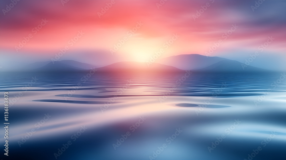 Obraz premium Serene reflections at dawn's edge