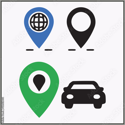 location locator icon bundle with color design 