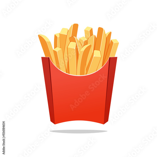 French fries in pack vector isolated on white background.