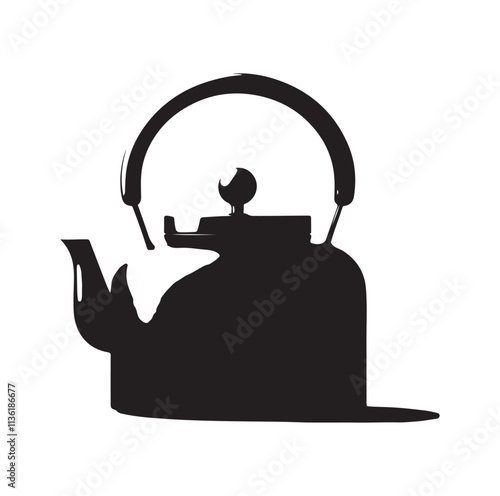 tea kettle silhouette vector illustration