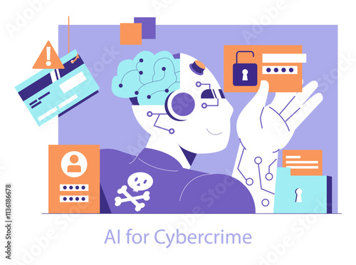 Cybercrime. Flat Vector Illustration