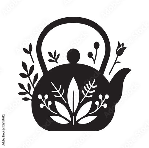 tea kettle silhouette vector illustration
