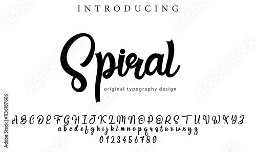 Spiral Font Stylish brush painted an uppercase vector letters, alphabet, typeface