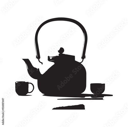 tea kettle silhouette vector illustration