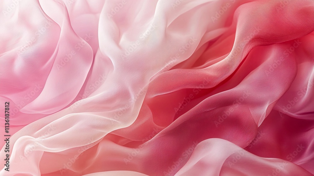 Fototapeta premium Flowing pink fabric creates soft, dreamy waves.