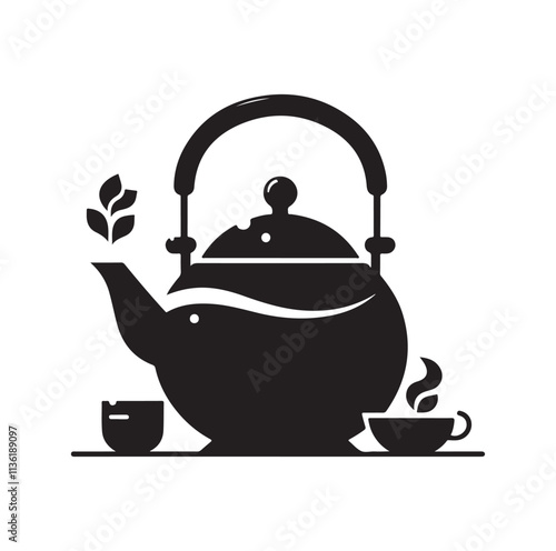 tea kettle silhouette vector illustration