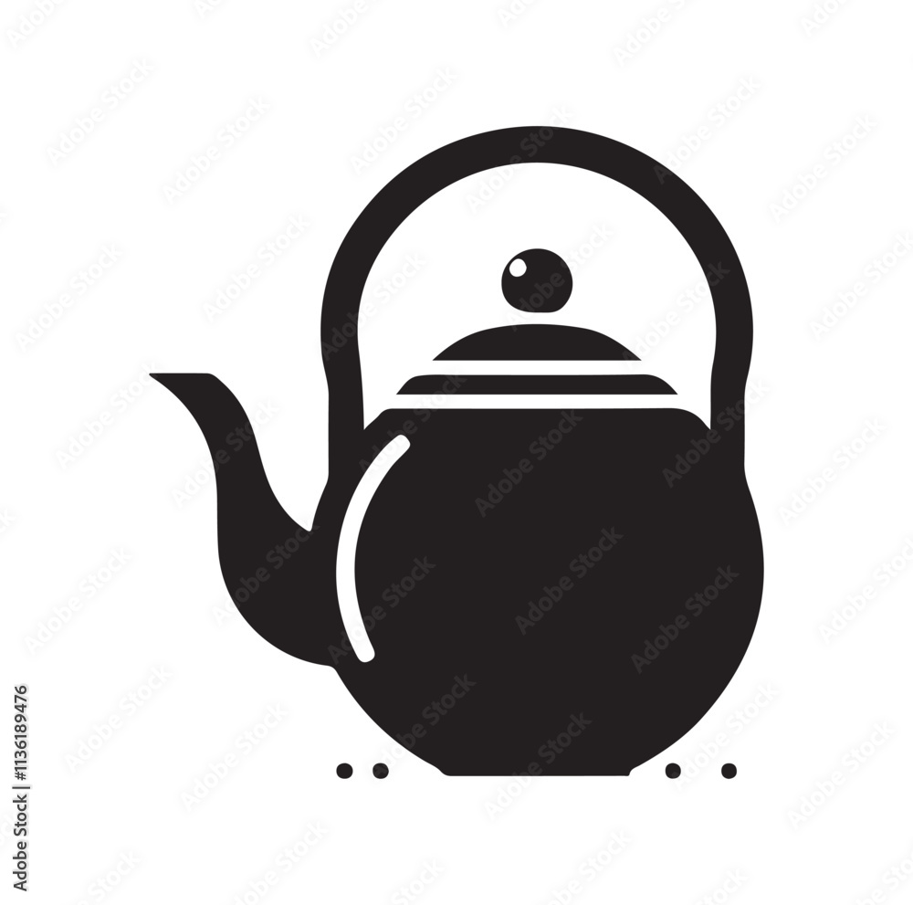 Obraz premium tea kettle silhouette vector illustration