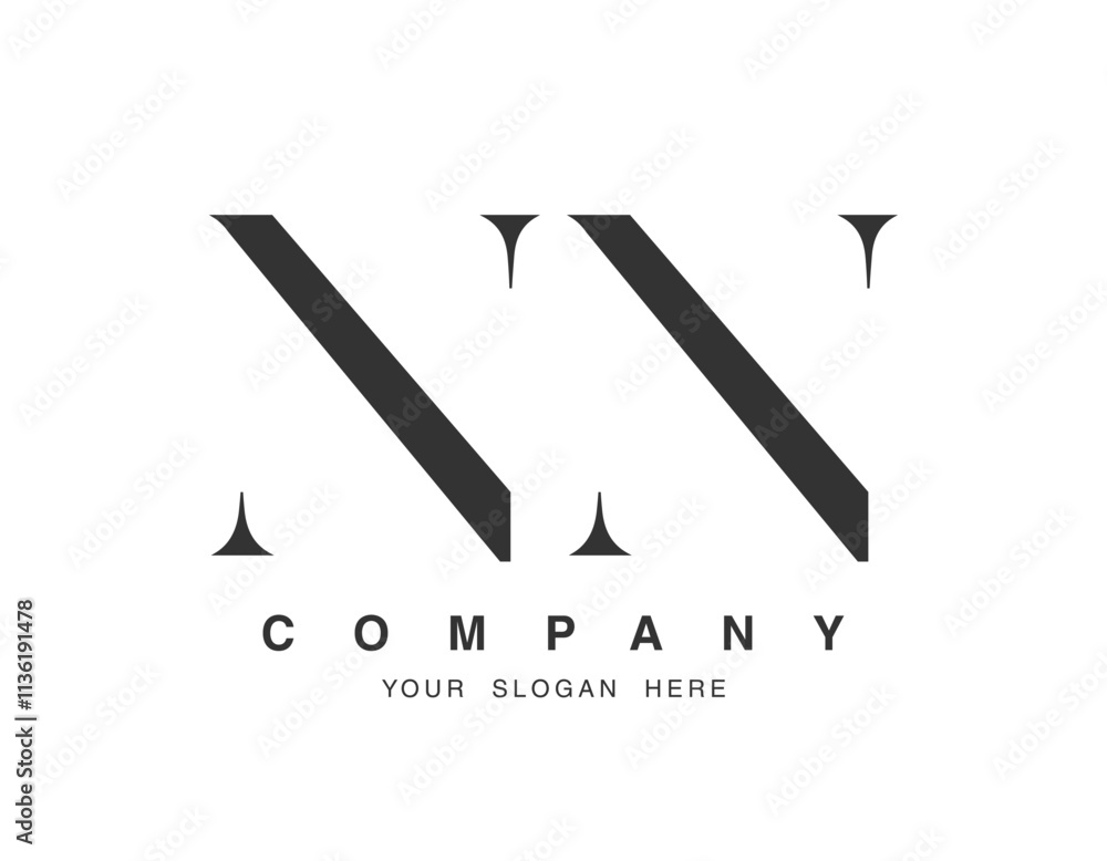 NN logo design. Initial letter n and n serif font style. Creative classic company name typography. Trendy logotype or identity. NN logo design. Initial letter n and n serif font style. Creative classic company name typography. Trendy logotype or identity.