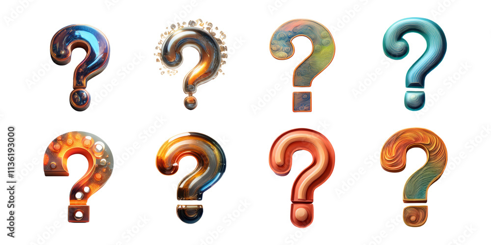 Colorful Question Marks in Abstract Designs, PNG collection, set bundle, isolate on transparent or white background Colorful Question Marks in Abstract Designs, PNG collection, set bundle, isolate on transparent or white background