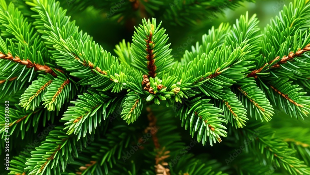 Vibrant green fir tree branches, macro photography, sharp needles, radial pattern, forest detail, natural symmetry, evergreen foliage, botanical close-up, lush texture, coniferous plant, fresh pine ne Vibrant green fir tree branches, macro photography, sharp needles, radial pattern, forest detail, natural symmetry, evergreen foliage, botanical close-up, lush texture, coniferous plant, fresh pine ne
