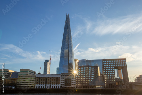 The Shard London, famous iconic modern skyscraper, jutting out from the cityscape