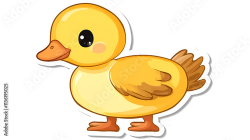 cute cartoon baby duck on white background.ai generative
