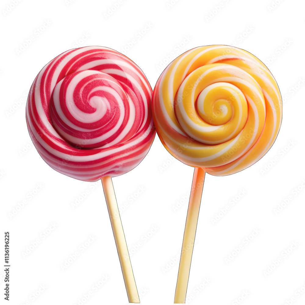 two colorful lollipops isolated on transparent background two colorful lollipops isolated on transparent background