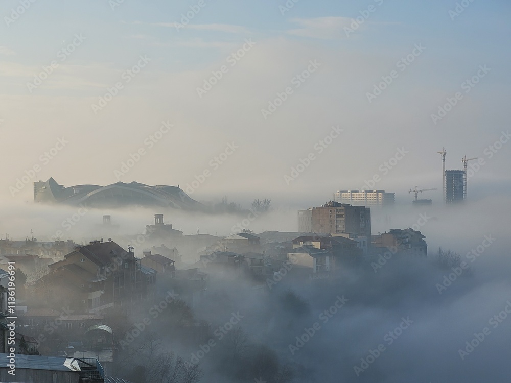 Fototapeta premium factory in the fog