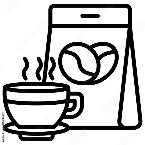 Line icon Coffee and Bean Bag vector coffee barista cafe