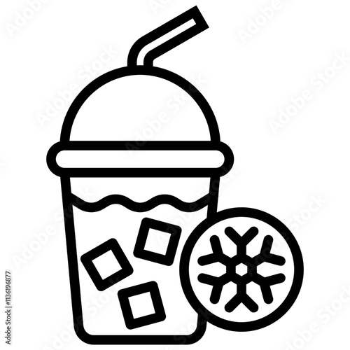 Line icon Iced Coffee vector coffee barista cafe
