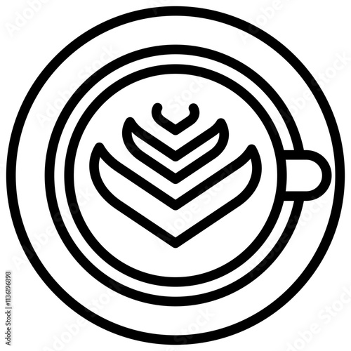 Line icon Latte Art vector coffee barista cafe