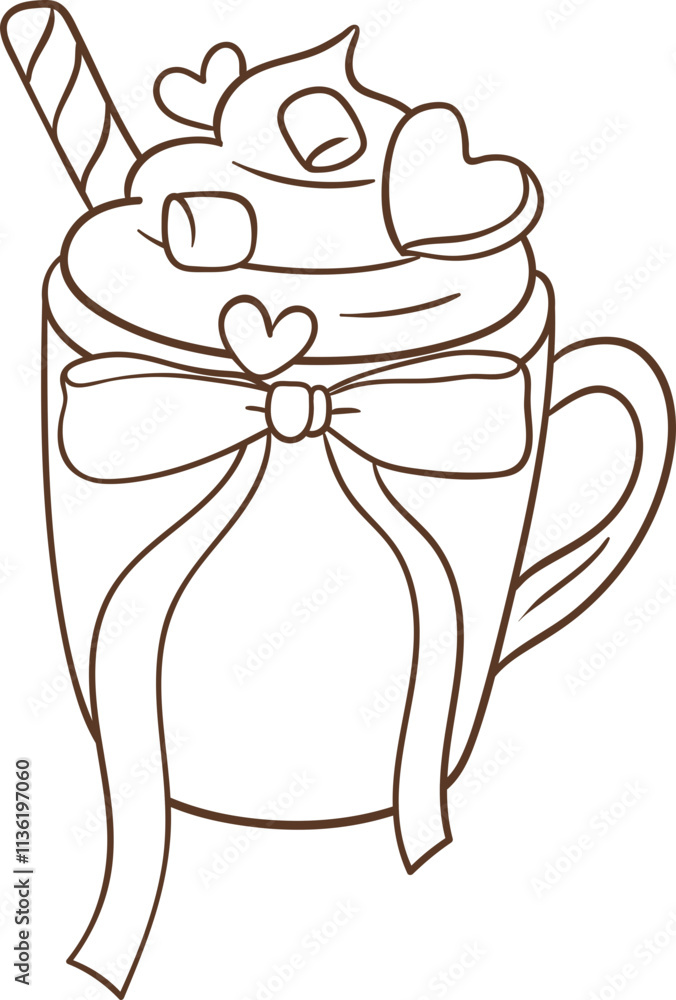 Valentine's Day Sweet Treats, Drinks. Vector Illustration Valentine's Day Sweet Treats, Drinks. Vector Illustration