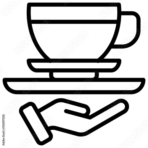 Line icon Serving vector coffee barista cafe