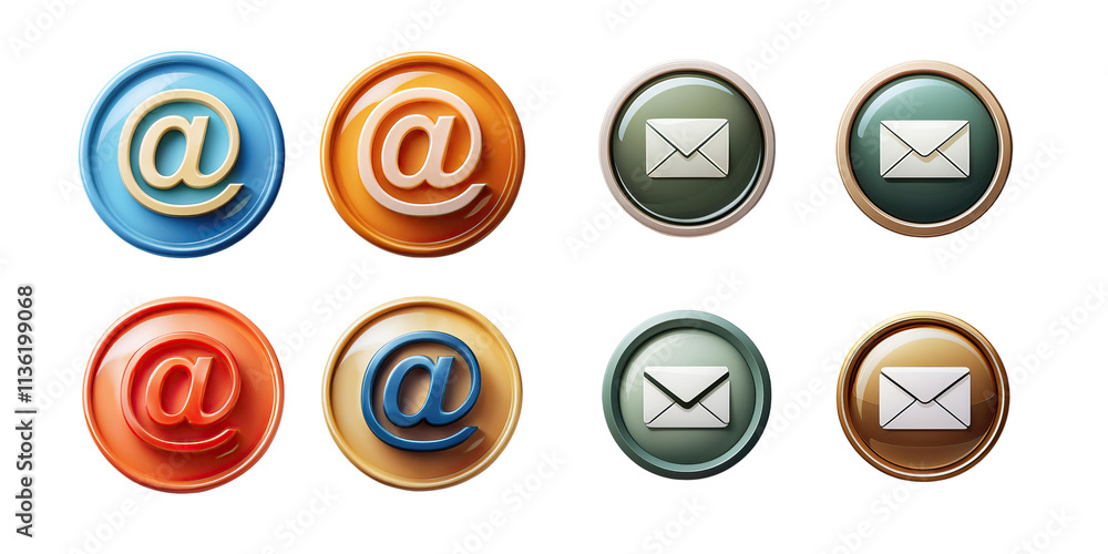 Colorful Email and At Symbol Icons Collection, PNG collection, set bundle, isolate on transparent or white background Colorful Email and At Symbol Icons Collection, PNG collection, set bundle, isolate on transparent or white background