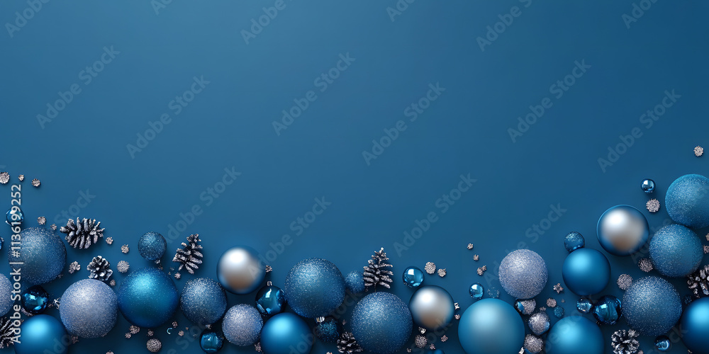Abstract dark blue and gold particle background with Christmas golden light bokeh, shining particles on navy blue, gold foil texture, festive holiday concept