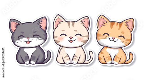 set of cute baby cats sticker.ai generative