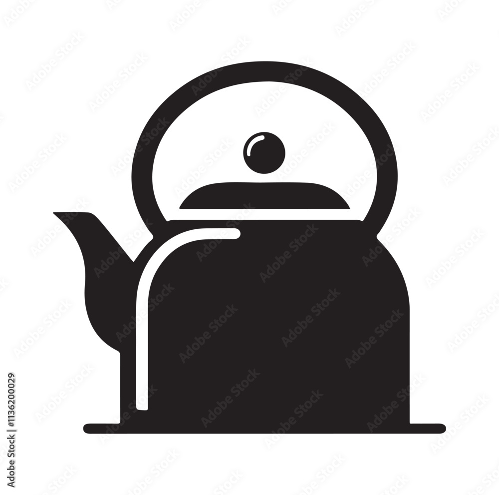 Obraz premium tea kettle silhouette vector illustration