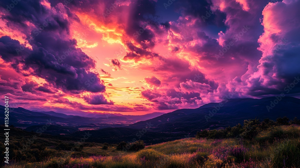 A colorful sky with clouds and a sun in the background. The sky is a mix of blue and orange, creating a warm and inviting atmosphere A colorful sky with clouds and a sun in the background. The sky is a mix of blue and orange, creating a warm and inviting atmosphere