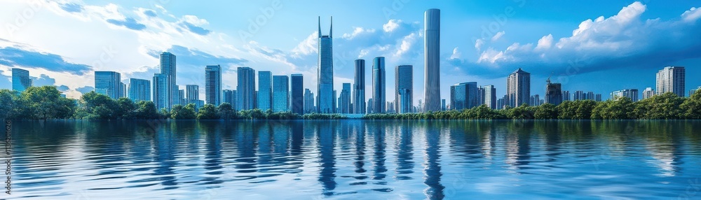 Futuristic Skyline Reflected in Floodwaters Urban Adaptation to Climate Change Futuristic Skyline Reflected in Floodwaters Urban Adaptation to Climate Change