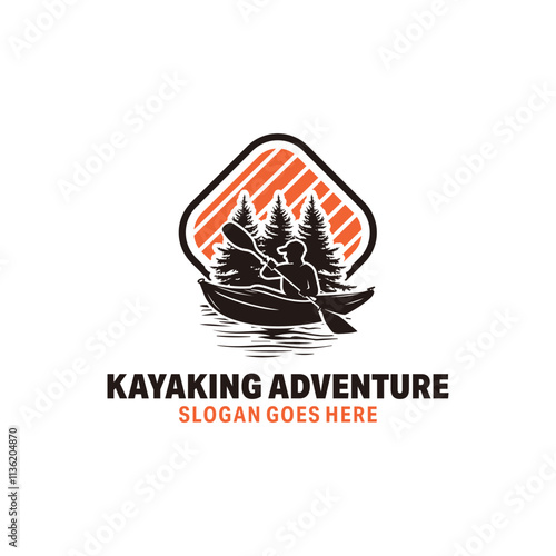 kayaking adventure logo design vector